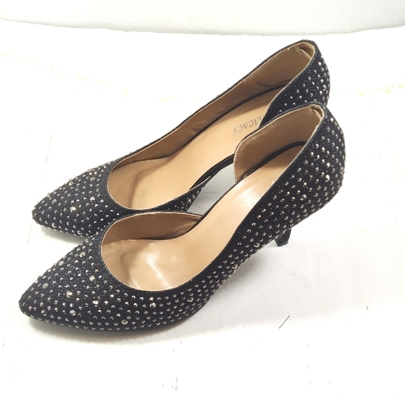 Delicacy black Rhine stones evening high heels  shoes Size: 10 - Picture 2 of 6